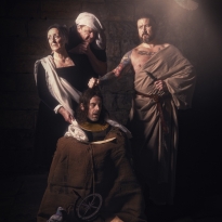 Pat with the head of Chris the Postman 